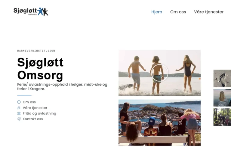 Skjermdump av nettsiden Sjoglottomsorg.no
