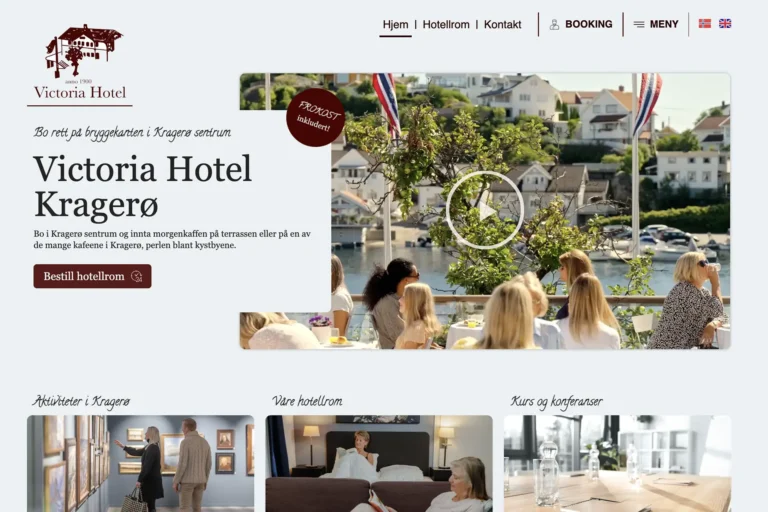 Skjermdump av nettsiden Victoriahotel.no